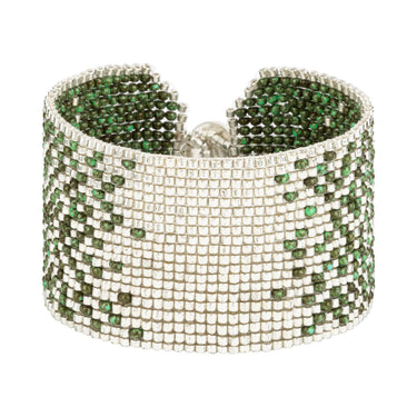 Brazalete Telar Plata Grueso Difuminado Turquesa T